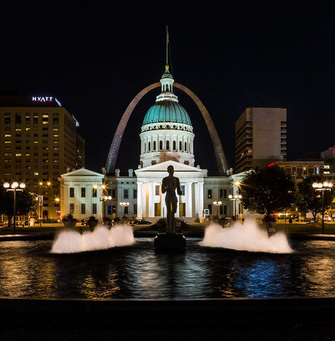 St. Louis Keiner Plaza 2 Black Ornate Wood Framed Art Print with Double Matting by Galloimages Online