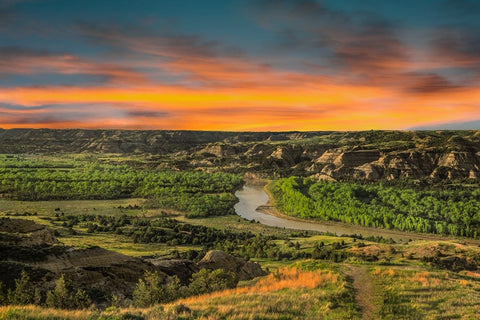 Sunrise At River Bend Overlook White Modern Wood Framed Art Print with Double Matting by Galloimages Online