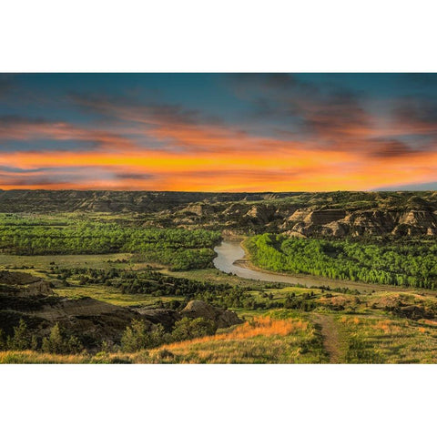 Sunrise At River Bend Overlook White Modern Wood Framed Art Print by Galloimages Online