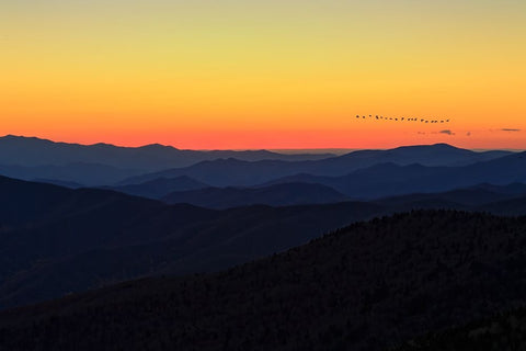 Sunset (GSMNP) White Modern Wood Framed Art Print with Double Matting by Galloimages Online