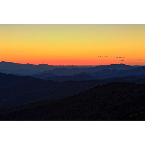 Sunset (GSMNP) White Modern Wood Framed Art Print by Galloimages Online