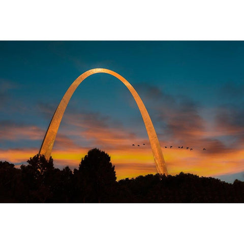 The Arch At Sunset White Modern Wood Framed Art Print by Galloimages Online