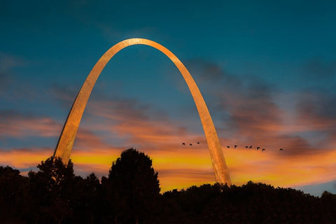 The Arch At Sunset Black Ornate Wood Framed Art Print with Double Matting by Galloimages Online
