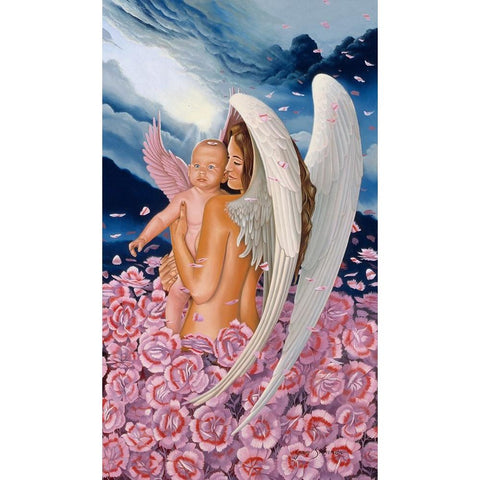 Angel Days White Modern Wood Framed Art Print by Stevenson, Graeme