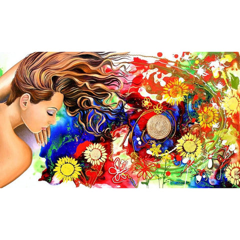 Asleep In The Garden Gold Ornate Wood Framed Art Print with Double Matting by Stevenson, Graeme