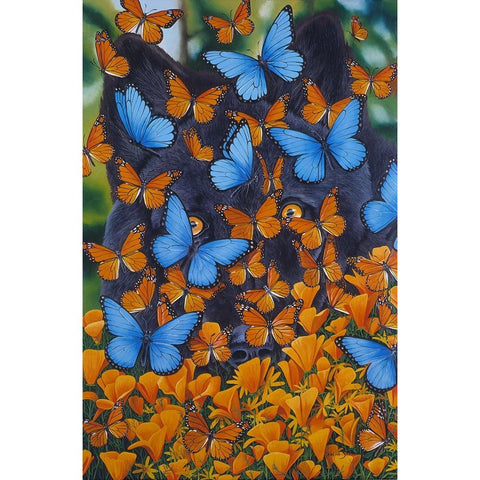 Autumn Butterflies White Modern Wood Framed Art Print by Stevenson, Graeme