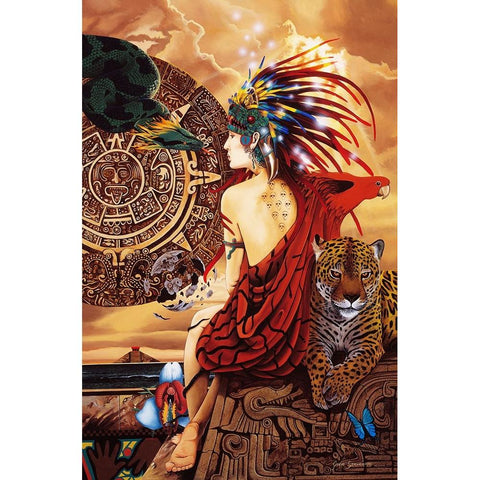 Aztec Dawn Gold Ornate Wood Framed Art Print with Double Matting by Stevenson, Graeme