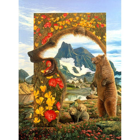 Bearly Where Bearly There Gold Ornate Wood Framed Art Print with Double Matting by Stevenson, Graeme