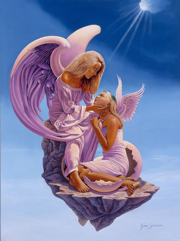 Birth Of An Angel White Modern Wood Framed Art Print with Double Matting by Stevenson, Graeme