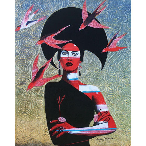 Black Swallow Black Modern Wood Framed Art Print by Stevenson, Graeme