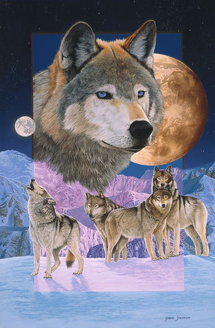 Blue Moon Black Ornate Wood Framed Art Print with Double Matting by Stevenson, Graeme