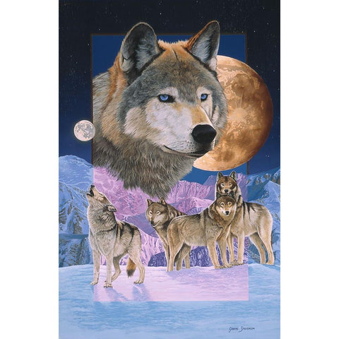 Blue Moon Black Modern Wood Framed Art Print by Stevenson, Graeme