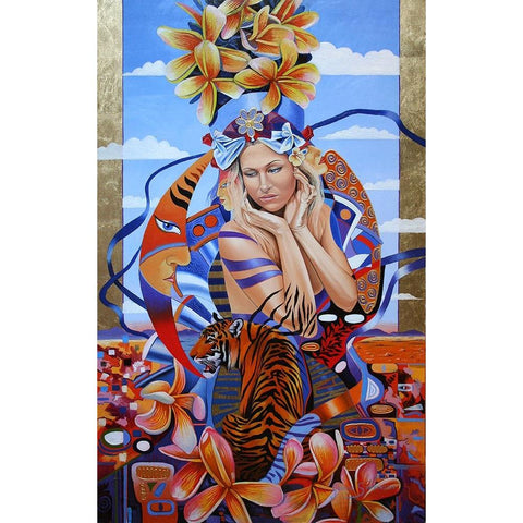 Electric Madonna Black Modern Wood Framed Art Print with Double Matting by Stevenson, Graeme