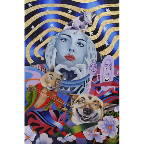 Hey Doddle White Modern Wood Framed Art Print by Stevenson, Graeme