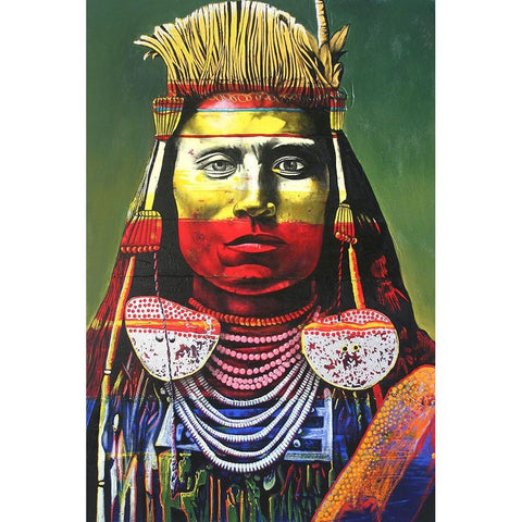 Indian Chief Black Modern Wood Framed Art Print with Double Matting by Stevenson, Graeme