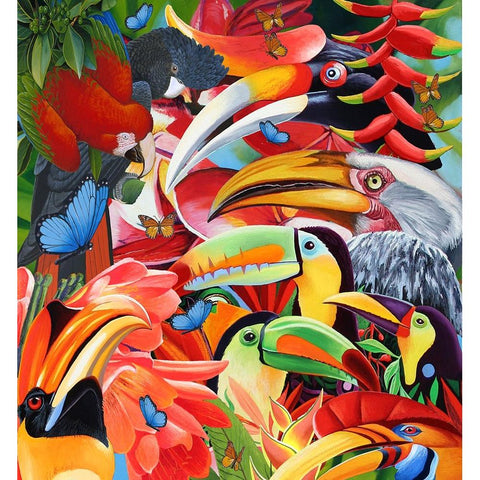 Jungle Colours Black Modern Wood Framed Art Print by Stevenson, Graeme
