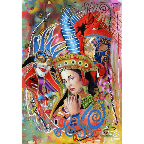 Mardi Gras White Modern Wood Framed Art Print by Stevenson, Graeme