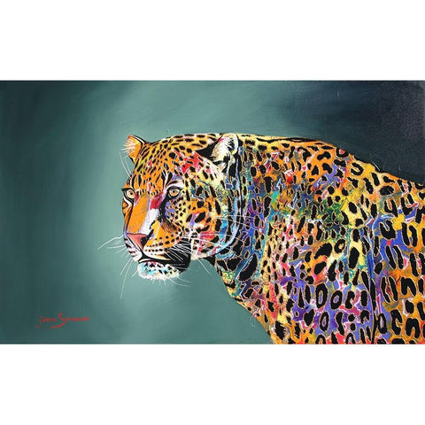 Morning Of The Jaguar White Modern Wood Framed Art Print by Stevenson, Graeme