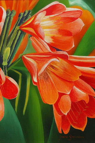 Orange 3 White Modern Wood Framed Art Print with Double Matting by Stevenson, Graeme