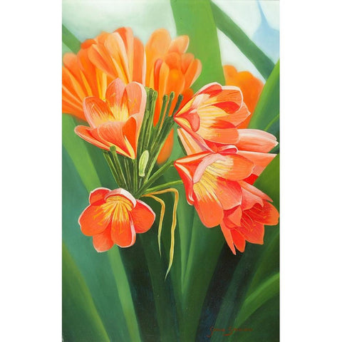 Orange Flower 2 Black Modern Wood Framed Art Print with Double Matting by Stevenson, Graeme