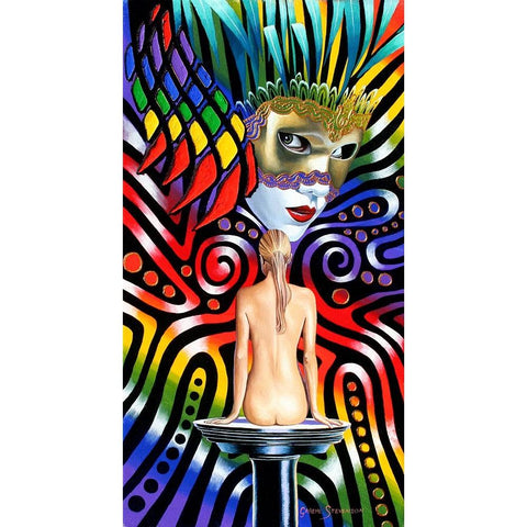 Rainbow Mask White Modern Wood Framed Art Print by Stevenson, Graeme