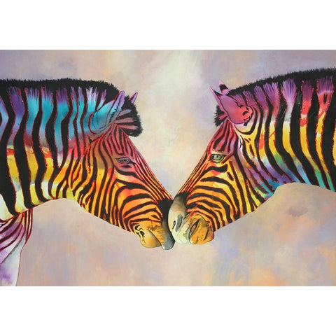 Spectrum Zebras Gold Ornate Wood Framed Art Print with Double Matting by Stevenson, Graeme