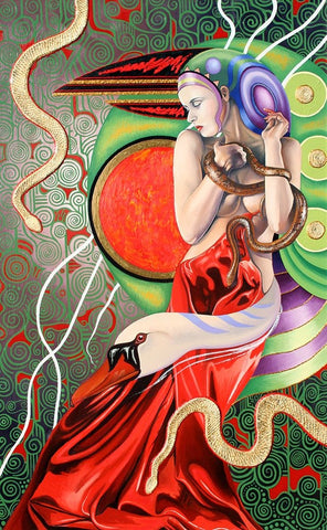 Temptation Of Eve 2 White Modern Wood Framed Art Print with Double Matting by Stevenson, Graeme
