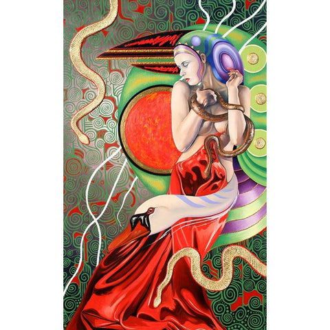 Temptation Of Eve 2 Black Modern Wood Framed Art Print by Stevenson, Graeme