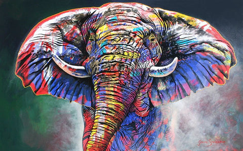 The Rainbow Bull White Modern Wood Framed Art Print with Double Matting by Stevenson, Graeme