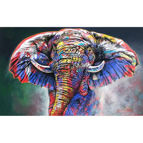 The Rainbow Bull White Modern Wood Framed Art Print by Stevenson, Graeme