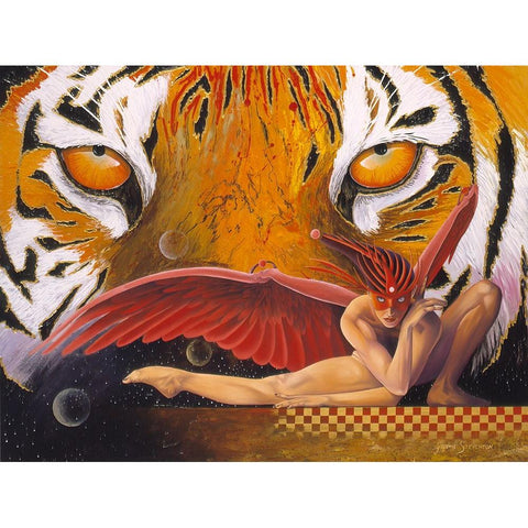 The Tigress Gold Ornate Wood Framed Art Print with Double Matting by Stevenson, Graeme