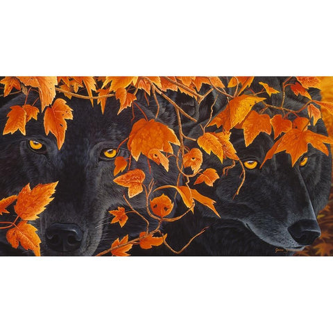 Three Wolves White Modern Wood Framed Art Print by Stevenson, Graeme