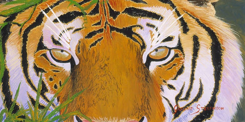 Tiger Eyes Black Ornate Wood Framed Art Print with Double Matting by Stevenson, Graeme
