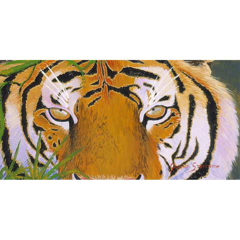 Tiger Eyes Black Modern Wood Framed Art Print by Stevenson, Graeme