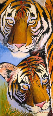 Tiger Tiger Black Ornate Wood Framed Art Print with Double Matting by Stevenson, Graeme