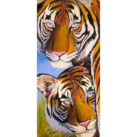 Tiger Tiger Black Modern Wood Framed Art Print with Double Matting by Stevenson, Graeme