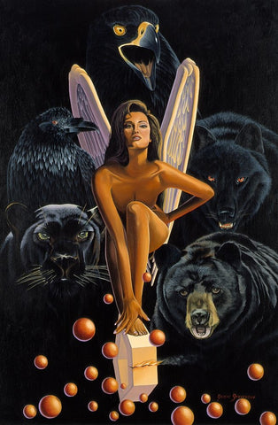 Vengance Is Mine Black Ornate Wood Framed Art Print with Double Matting by Stevenson, Graeme