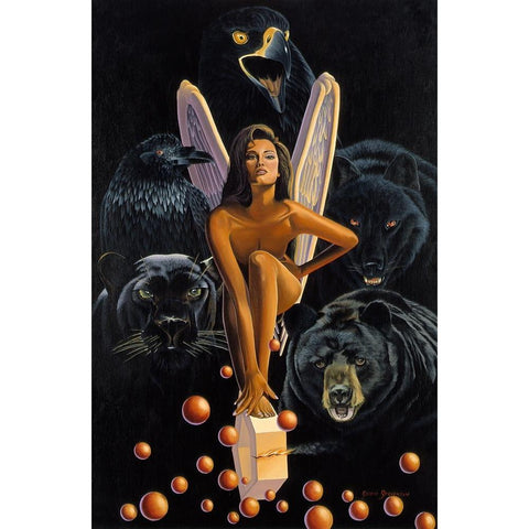 Vengance Is Mine Black Modern Wood Framed Art Print by Stevenson, Graeme