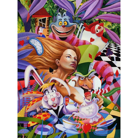 Wonderland Gang Black Modern Wood Framed Art Print with Double Matting by Stevenson, Graeme