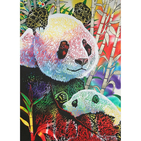 Rainbow Panda White Modern Wood Framed Art Print by Stevenson, Graeme