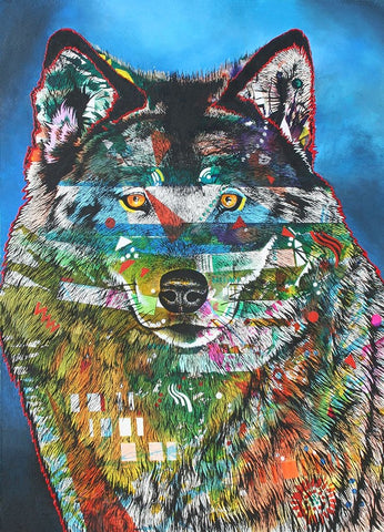 Wolfen White Modern Wood Framed Art Print with Double Matting by Stevenson, Graeme