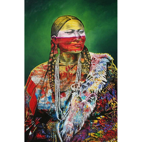 Arapaho Queen 1 Gold Ornate Wood Framed Art Print with Double Matting by Stevenson, Graeme
