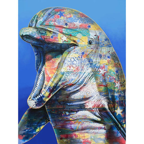 Dolphin Black Modern Wood Framed Art Print by Stevenson, Graeme