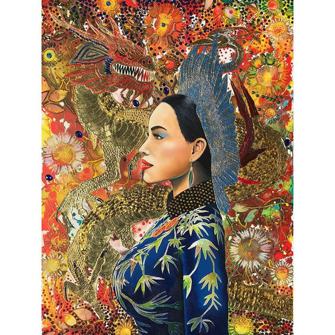 Dragon Lady White Modern Wood Framed Art Print by Stevenson, Graeme