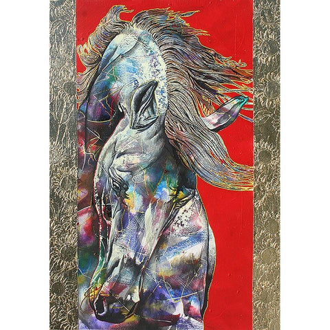 Golden Stallion White Modern Wood Framed Art Print by Stevenson, Graeme