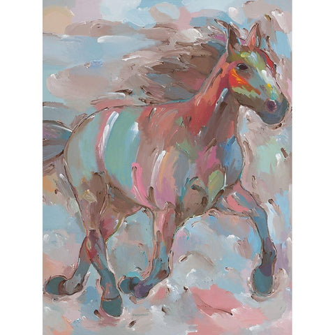 Happy Hooves White Modern Wood Framed Art Print by Khorasani, Hooshang