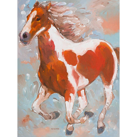 Painted Horse Black Modern Wood Framed Art Print with Double Matting by Khorasani, Hooshang