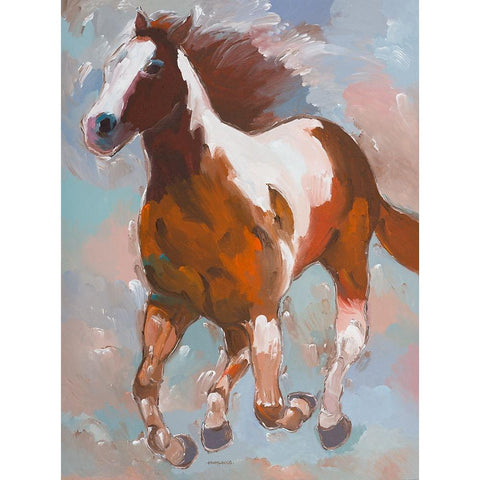 Painted Horse #2 Black Modern Wood Framed Art Print with Double Matting by Khorasani, Hooshang