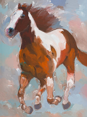 Painted Horse #2 White Modern Wood Framed Art Print with Double Matting by Khorasani, Hooshang