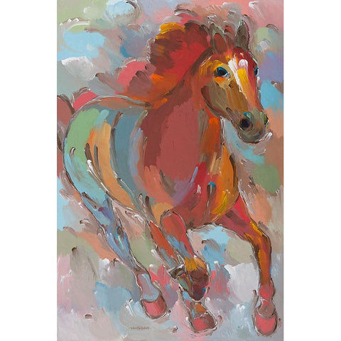 Red-Hoofed Runner White Modern Wood Framed Art Print by Khorasani, Hooshang